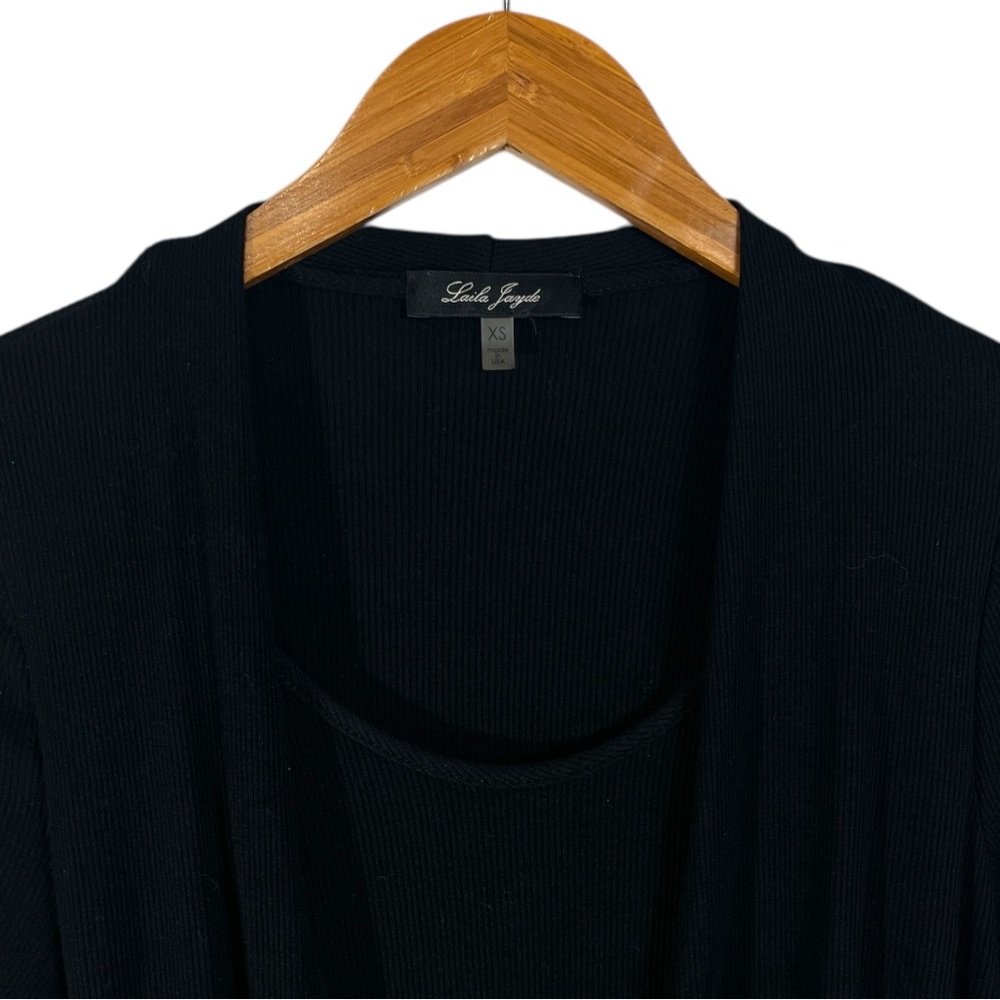 Laila Jayde 3/4 Sleeve Surplice 2-Fer Ribbed Top Size XS Made in USA - Picture 5 of 6